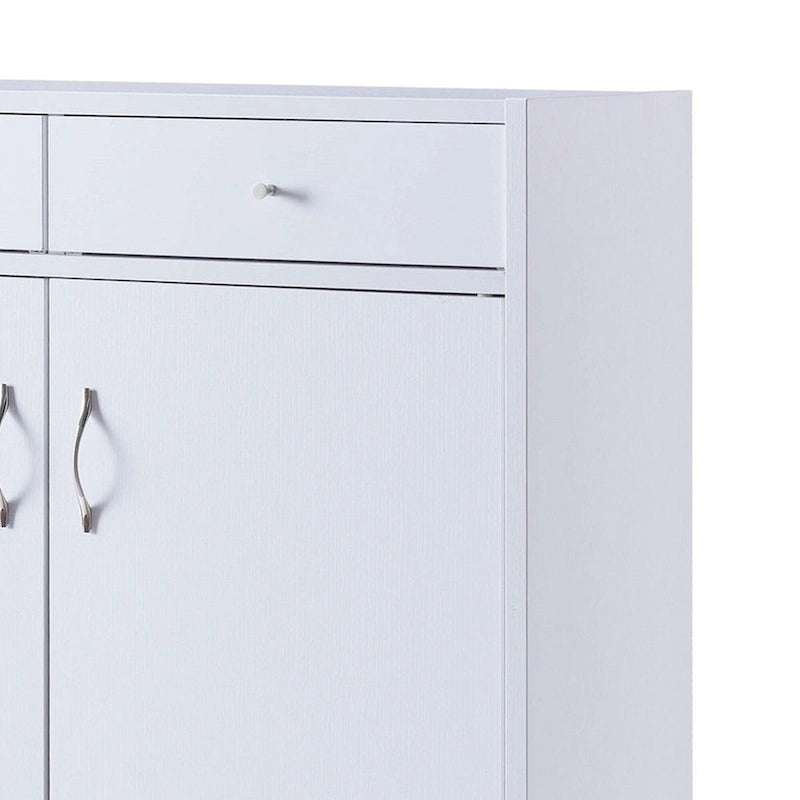 Meuble à chaussures 2 portes, dessus en bois blanc – Peut contenir jusqu'à 15 paires