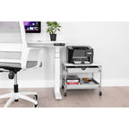 Chariot de rangement et d'imprimante sous bureau, blanc, utilisateur unique