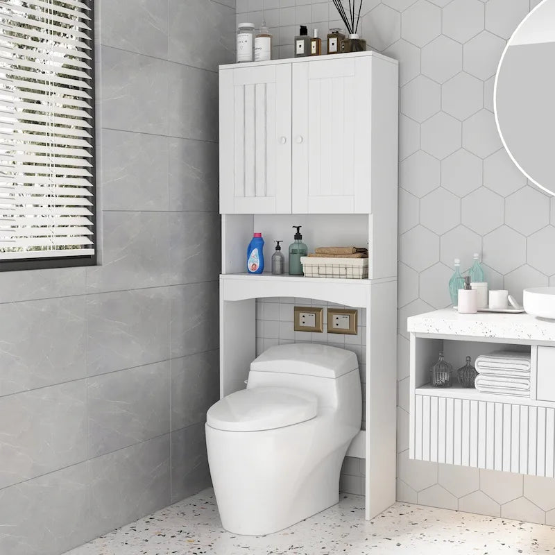 Meuble de rangement WC blanc – Montage 1 personne