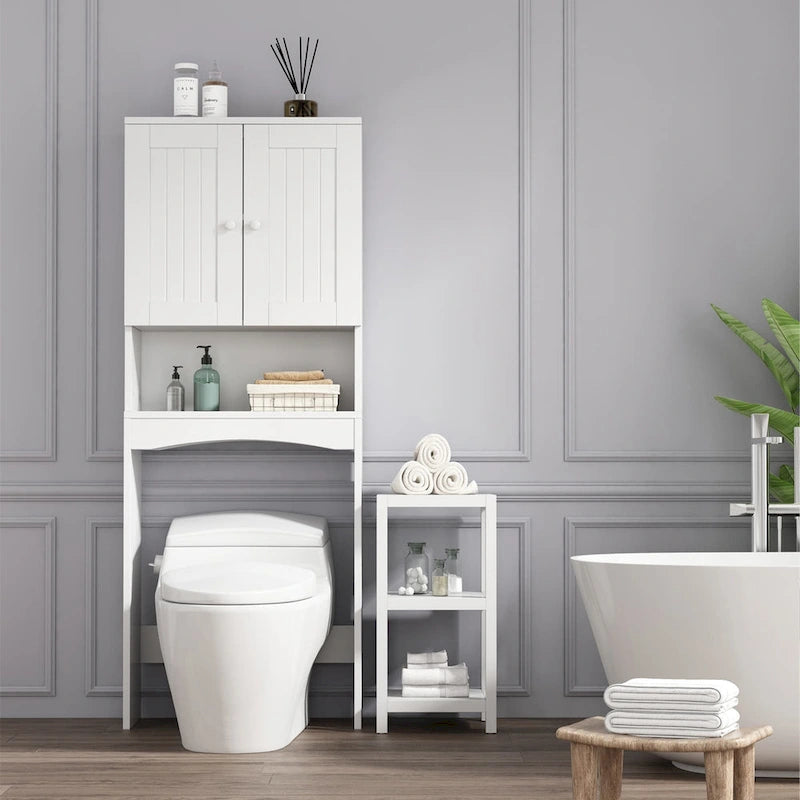 Meuble de rangement WC blanc – Montage 1 personne