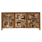 Meuble de rangement en teck recyclé brun finition naturelle, 3 portes (simple)