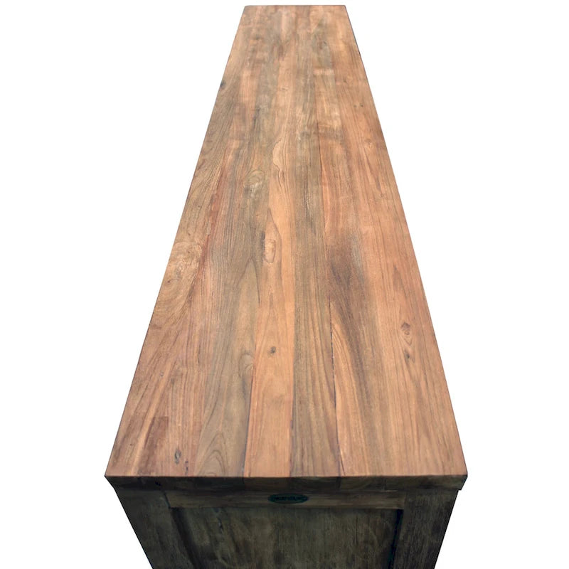 Meuble de rangement en teck recyclé brun finition naturelle, 3 portes (simple)