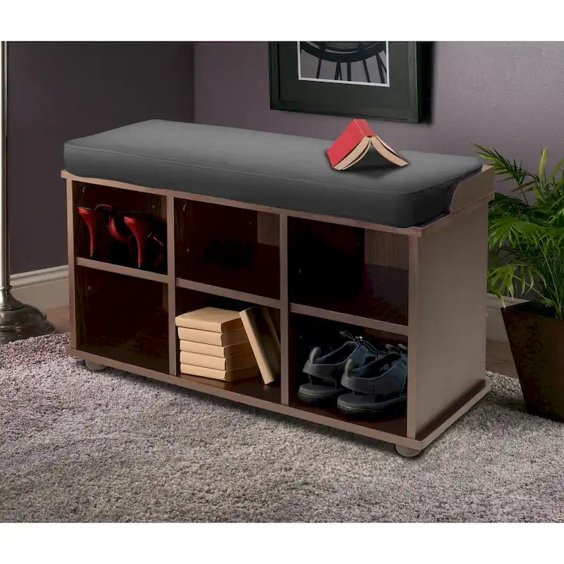 Banc de rangement expresso et noir avec coussin – 1 personne