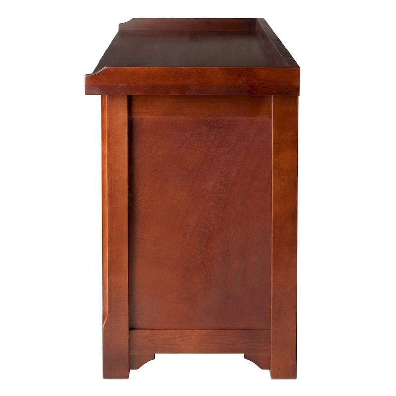 Banc de rangement noyer et noir avec 3 paniers pliables, 1 place