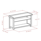 Banc de rangement noyer et noir avec 3 paniers pliables, 1 place