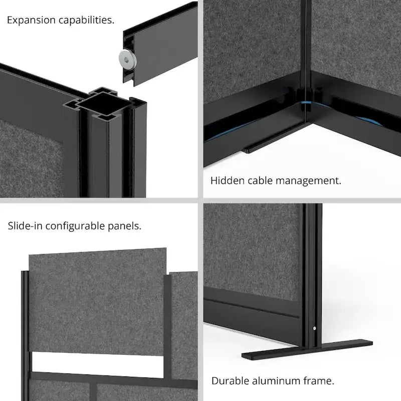 Cloison modulable noire brillante – 178 cm x 178 cm, un utilisateur