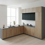 Kitchen Culinary Haven Collection Natural Teak & Black Color Base Size 9Ft Wide - 108x24