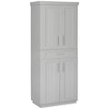 Meuble de cuisine gris autoportant avec 2 portes, tiroir et étagères réglables, assemblage par 1 personne