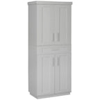 Meuble de cuisine gris autoportant avec 2 portes, tiroir et étagères réglables, assemblage par 1 personne