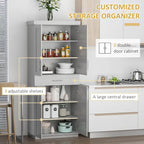 Meuble de cuisine gris autoportant avec 2 portes, tiroir et étagères réglables, assemblage par 1 personne