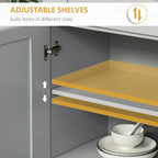 Meuble de cuisine gris autoportant avec 2 portes, tiroir et étagères réglables, assemblage par 1 personne