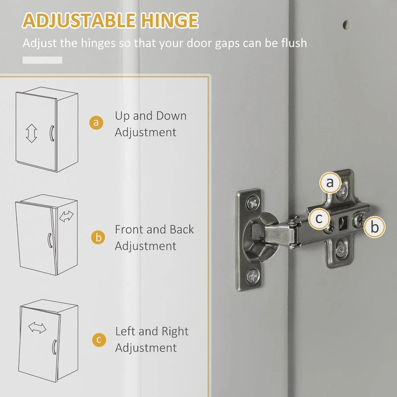 Meuble de cuisine gris autoportant avec 2 portes, tiroir et étagères réglables, assemblage par 1 personne
