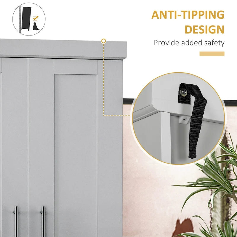 Meuble de cuisine gris autoportant avec 2 portes, tiroir et étagères réglables, assemblage par 1 personne
