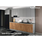 Ensemble d'armoires de cuisine modernes noir / blanc / argent / beige – 4 m de large, Pour 1 cuisine