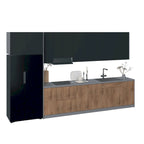 Ensemble d'armoires de cuisine modernes noir / blanc / argent / beige – 4 m de large, Pour 1 cuisine