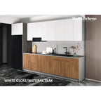 Ensemble d'armoires de cuisine modernes noir / blanc / argent / beige – 4 m de large, Pour 1 cuisine