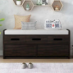 Banc de rangement rustique avec tiroirs en bois naturel blanc/marine/espresso – 1 à 2 places