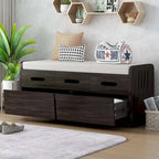 Banc de rangement rustique avec tiroirs en bois naturel blanc/marine/espresso – 1 à 2 places