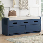 Banc de rangement rustique avec tiroirs en bois naturel blanc/marine/espresso – 1 à 2 places