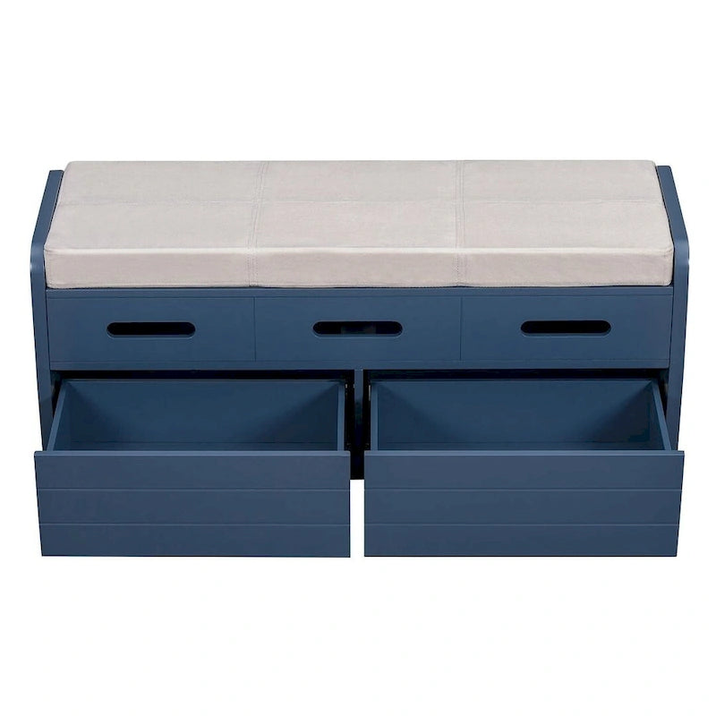 Banc de rangement rustique avec tiroirs en bois naturel blanc/marine/espresso – 1 à 2 places