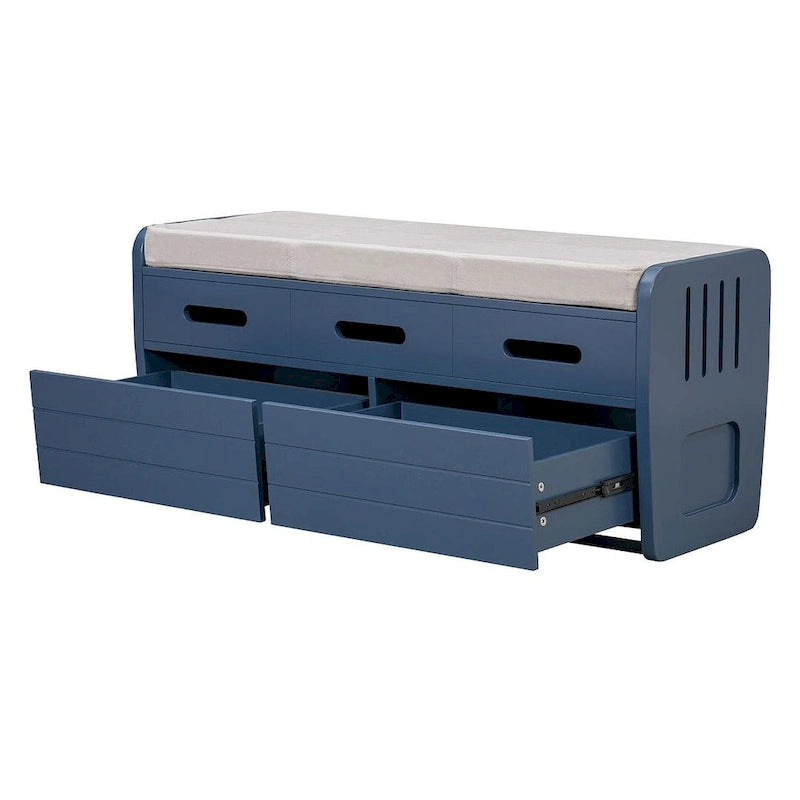 Banc de rangement rustique avec tiroirs en bois naturel blanc/marine/espresso – 1 à 2 places