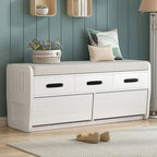 Banc de rangement rustique avec tiroirs en bois naturel blanc/marine/espresso – 1 à 2 places