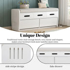 Banc de rangement rustique avec tiroirs en bois naturel blanc/marine/espresso – 1 à 2 places