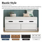 Banc de rangement rustique avec tiroirs en bois naturel blanc/marine/espresso – 1 à 2 places