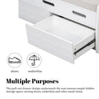 Banc de rangement rustique avec tiroirs en bois naturel blanc/marine/espresso – 1 à 2 places