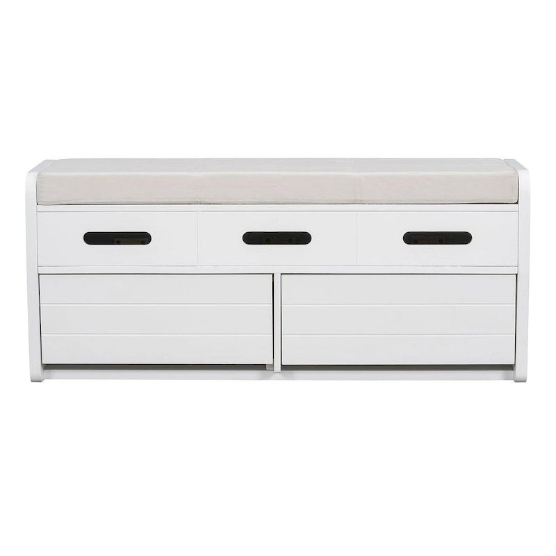 Banc de rangement rustique avec tiroirs en bois naturel blanc/marine/espresso – 1 à 2 places