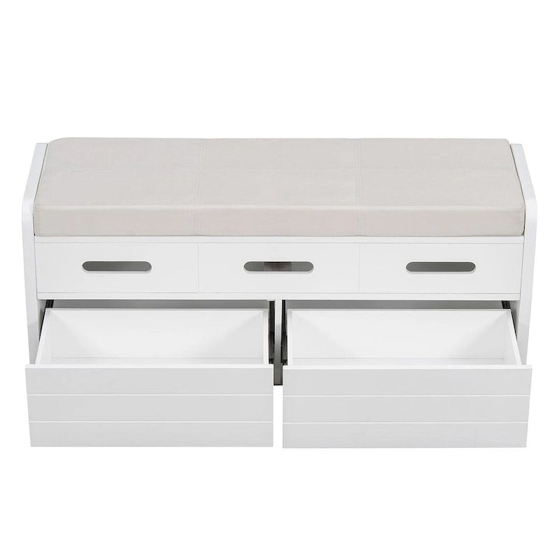 Banc de rangement rustique avec tiroirs en bois naturel blanc/marine/espresso – 1 à 2 places