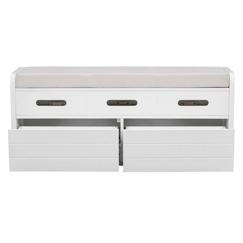 Banc de rangement rustique avec tiroirs en bois naturel blanc/marine/espresso – 1 à 2 places
