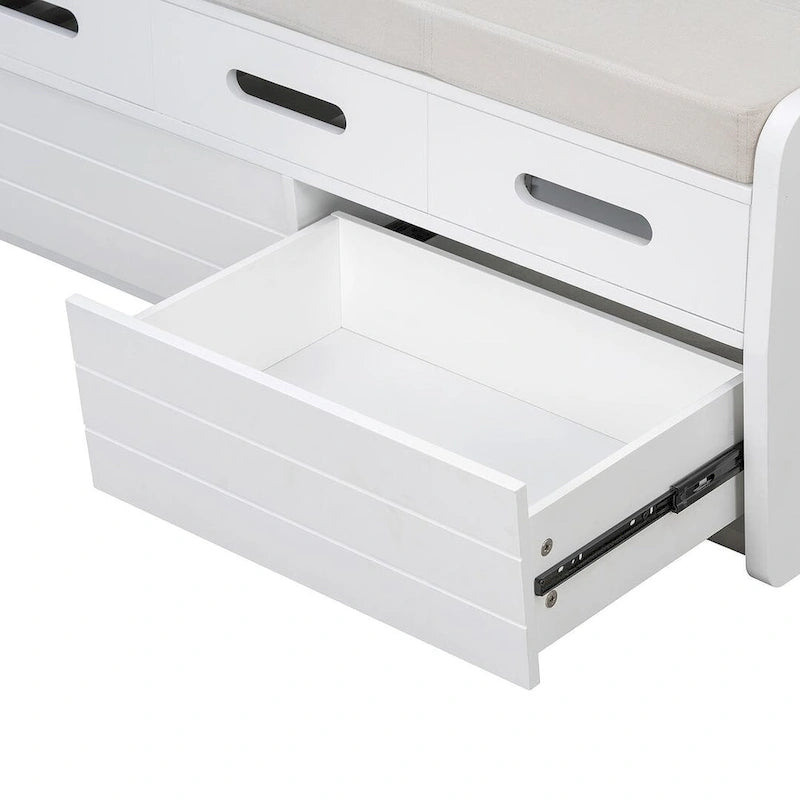 Banc de rangement rustique avec tiroirs en bois naturel blanc/marine/espresso – 1 à 2 places