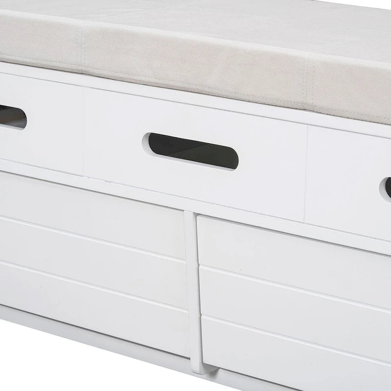 Banc de rangement rustique avec tiroirs en bois naturel blanc/marine/espresso – 1 à 2 places