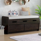 Banc de rangement rustique avec tiroirs en bois naturel blanc/marine/espresso – 1 à 2 places