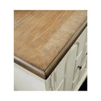 Meuble d'appoint 4 portes blanc antique et marron, montage par 1 personne