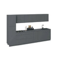 Ensemble d'armoires de cuisine modernes argent/blanc – 3,35 m de large (135x24 po), jusqu'à 4 personnes