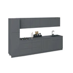 Ensemble d'armoires de cuisine modernes argent/blanc – 3,35 m de large (135x24 po), jusqu'à 4 personnes