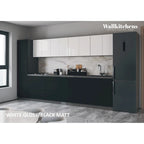 Ensemble d'armoires de cuisine modernes argent/blanc – 3,35 m de large (135x24 po), jusqu'à 4 personnes