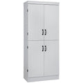 Meuble de cuisine autoportant gris/blanc, 4 portes, 6 étagères, simple