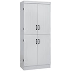 Meuble de cuisine autoportant gris/blanc, 4 portes, 6 étagères, simple