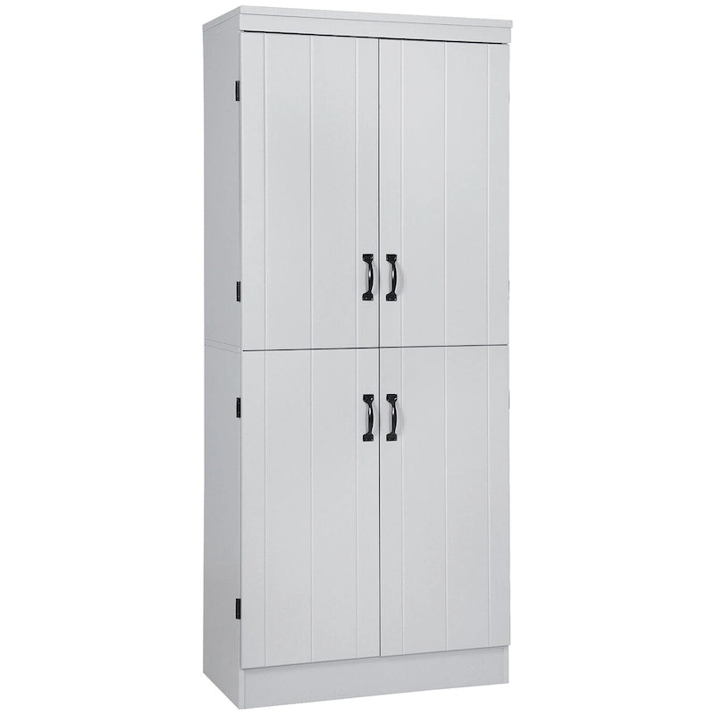Meuble de cuisine autoportant gris/blanc, 4 portes, 6 étagères, simple