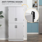 Meuble de cuisine autoportant gris/blanc, 4 portes, 6 étagères, simple