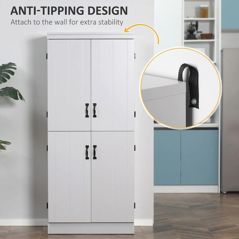 Meuble de cuisine autoportant gris/blanc, 4 portes, 6 étagères, simple