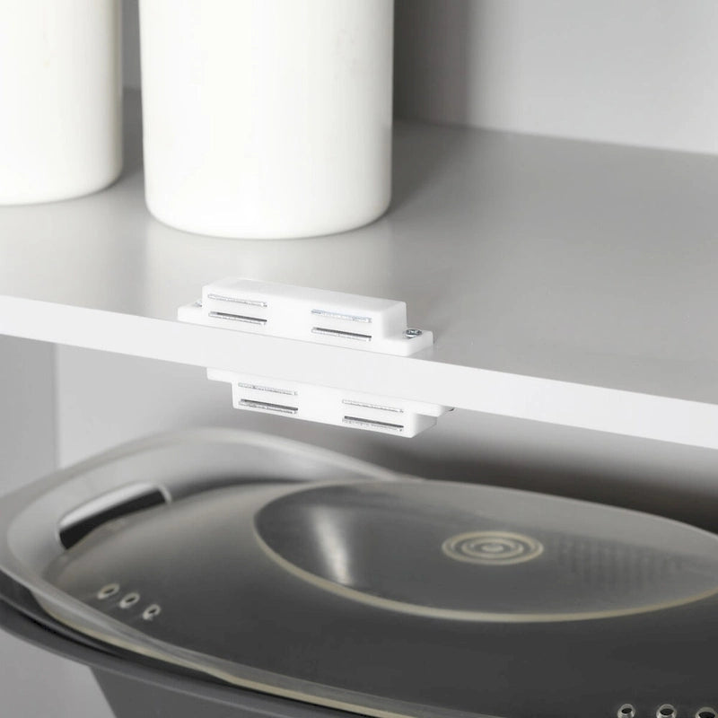 Meuble de cuisine autoportant gris/blanc, 4 portes, 6 étagères, simple