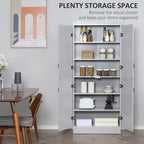 Meuble de cuisine autoportant gris/blanc, 4 portes, 6 étagères, simple