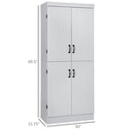 Meuble de cuisine autoportant gris/blanc, 4 portes, 6 étagères, simple
