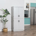 Meuble de cuisine autoportant gris/blanc, 4 portes, 6 étagères, simple
