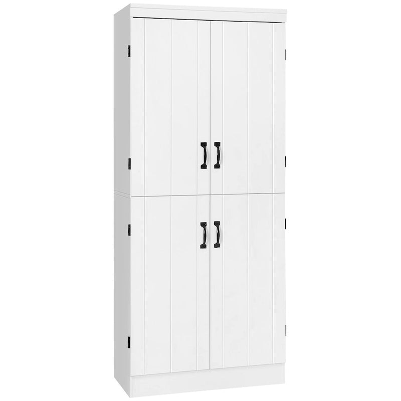 Meuble de cuisine autoportant gris/blanc, 4 portes, 6 étagères, simple