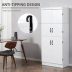 Meuble de cuisine autoportant gris/blanc, 4 portes, 6 étagères, simple